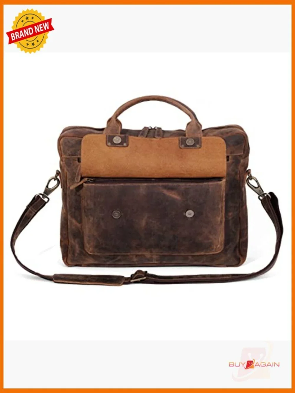 Leather Laptop Messenger Bag 18 inch Briefcase Satchel for Work Travel